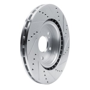 Acura RDX Brake Rotor (1) - Front Left - R1 Concepts - Drilled & Slotted - Silver - `19-`25